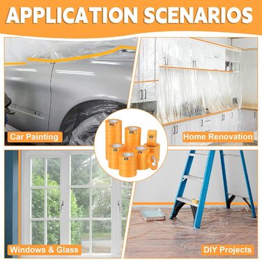 Професійна малярська золота стрічка, м&39яка стрічка, малярська малярська стрічка, 8/12/15/20/24/30 мм x 20 м Помаранчева малярська стрічка для фарбування, кузовних робіт, самостійного фарбування, професійного фарбування (мала) 40 шт. 8/12/15/20/24/30 мм 