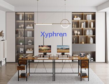 Письмовий стіл з розетками, 2 шухлядами та знімною підставкою для монітора, 100x50 см. Двосторонній комп&39ютерний стіл. ПК-стіл для домашнього офісу, кабінету, спальні, коричневий 100*50 см.