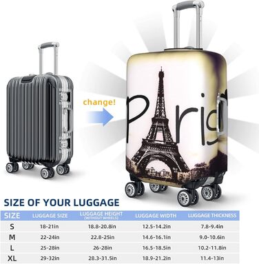 Чохол для валізи Tower Love Paris, захисний, міцний, для багажу розміром 45.7-81.3 см, XL, Чорний