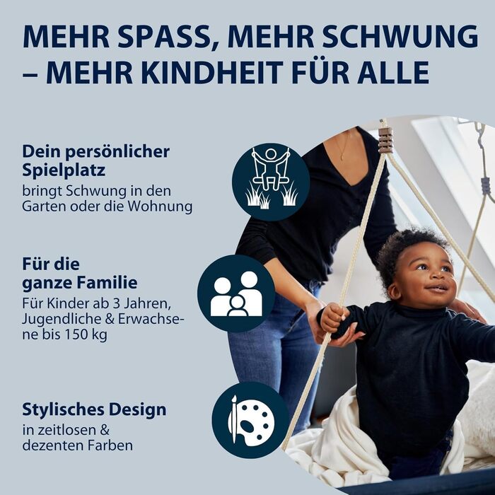 Регульована по висоті гніздова гойдалка діаметром 90/110 см для навантаження до 150 кг - Підвісна гойдалка з закритим сидінням - С