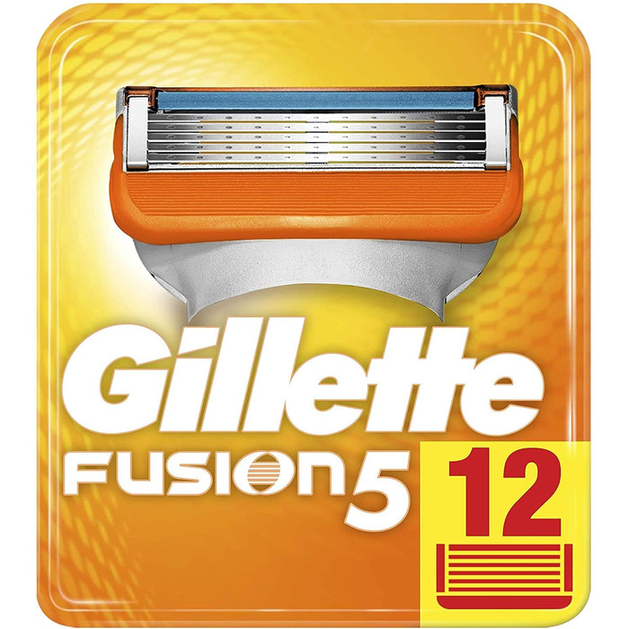 Леза для бритви Gillette Fusion 5 з обрізним лезом для прецизійного та фрикційного покриття, 12 змінних лез