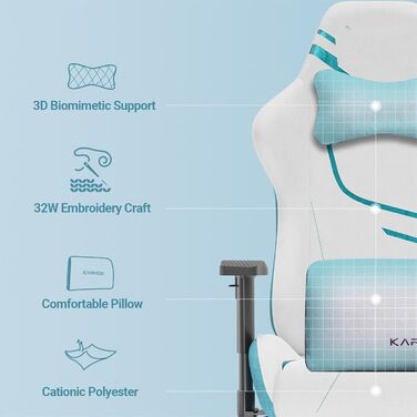 Ергономічне ігрове крісло з опорою для голови та попереку білого та синього кольорів Офісне крісло з регульованою висотою для дорослих та підлітків