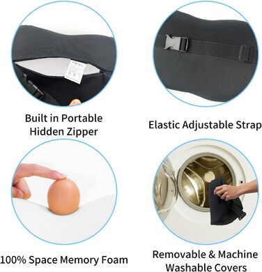 Подушка для підголівника автомобіля, зручна подушка для підголівника для автомобілів, 100 піна з ефектом пам&39яті, подушка для шиї автомобіля для керування автомобілем, універсальна посадка, дорожня подушка для знеболення під час керування автомобілем, 2