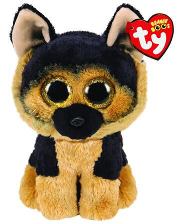 Німецька вівчарка Beanie Boos 15 см М'яка плюшева іграшка для дітей Об'ємна, колекційна, плюшевий ведмедик Плюшеві іграшки для хлопчиків та дівчаток, коричнево-чорна