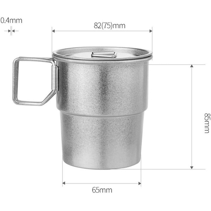 Кавова кружка Ti Coffee Mug 300 мл зі складною ручкою, що штабелюється для кемпінгу на свіжому повітрі, легка, стійка до іржі, нековзка ємність для пиття, матова