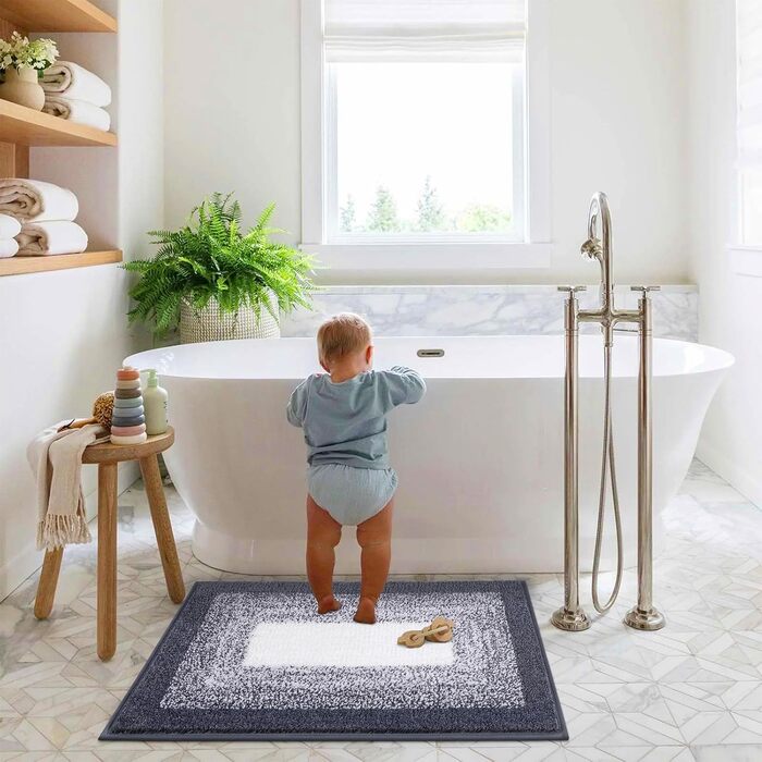 М&39які великі килимки для ванної 80 x 120 см, килимок для ванної, нековзний, водопоглинаючий килимок для душу та ванни, можна прати в пральній машині, темно-сірий 80 x 120 см