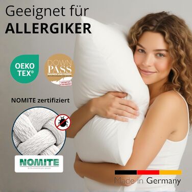 Пухова подушка, виготовлена в Німеччині, 80x80 3-камерна подушка 80x80, пух та пір&39я М&39яка та підходить для алергіків Ергономічна подушка Подушка 80x80 см