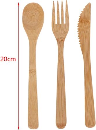 Загальний 1 набір бамбукових столових приборів для подорожей, виделка, ніж, ложка, багаторазові кухонні інструменти з дерева
