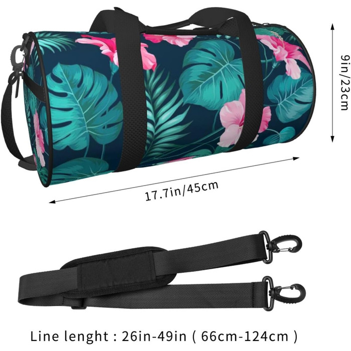 Гавайська дорожня сумка з рожевою квіткою, кругла форма, великий об'єм, легка та міцна, ідеальний подарунок для піших прогулянок, відпустки, ділових поїздок та іншого, Гавайська рожева квітка, універсальний розмір