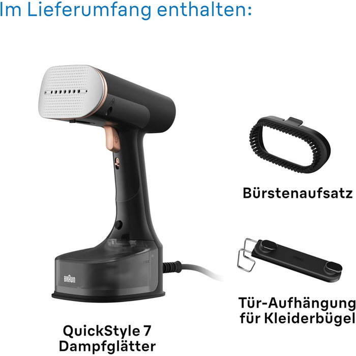 Паровий випрямляч Braun QuickStyle 7 GS7077BK, технологія Dual FreeGlide 3D, технологія FastSteam, відпарювач, пара 35 г / хв, рез