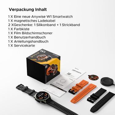 Розумний годинник DOOGEE Anywise W1 зі штучним інтелектом для чоловіків, дводіапазонний GPS, водонепроникність 5 атм, 12 днів роботи від батареї, 1,43-дюймовий AMOLED HD, понад 170 спортивних режимів, Bluetooth-дзвінки, сумісний з Android/iOS, 2 чорних ре