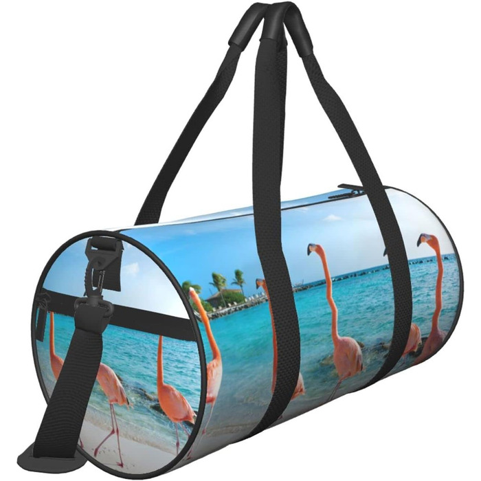 Спортивна сумка, дорожня сумка, пляжна сумка, з принтом фламінго, сумка для ночівлі, чорна, універсальний розмір, сумка для подорожей
