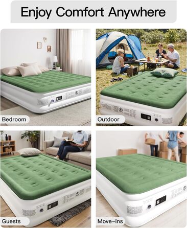 Надувний матрац для 2 осіб, 190x137x46 см, самонадувальний надувний матрац з вбудованим насосом, самонадувальний надувний матрац за 3 хвилини, надувний матрац для кемпінгу та домашнього використання