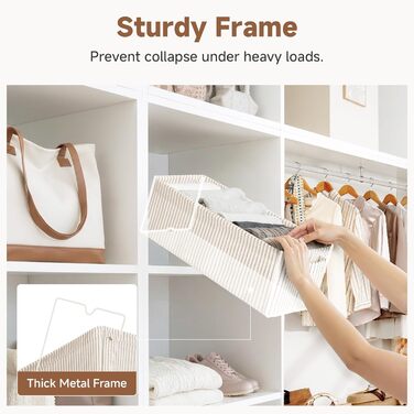 Вузький кошик для зберігання StorageWorks, тканинний кошик для організації, вузький та високий кошик з ручками, складні кошики для зберігання у шафі ванної кімнати, сіро-біла смужка, 2 шт., сіро-біла смужка