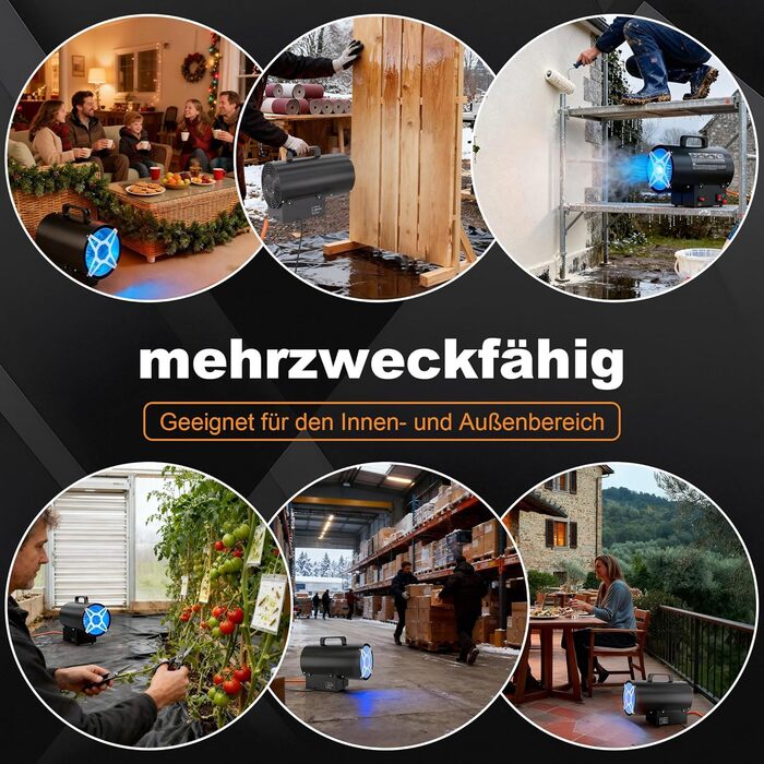 Газовий обігрівач на пропані потужністю 10 кВт для використання всередині приміщень, газовий вентилятор-обігрівач з редукційним клапаном 700 мбар, продуктивністю 320 м/год, газовий радіаційний обігрівач для будівельних майданчиків, вентильованих складськи