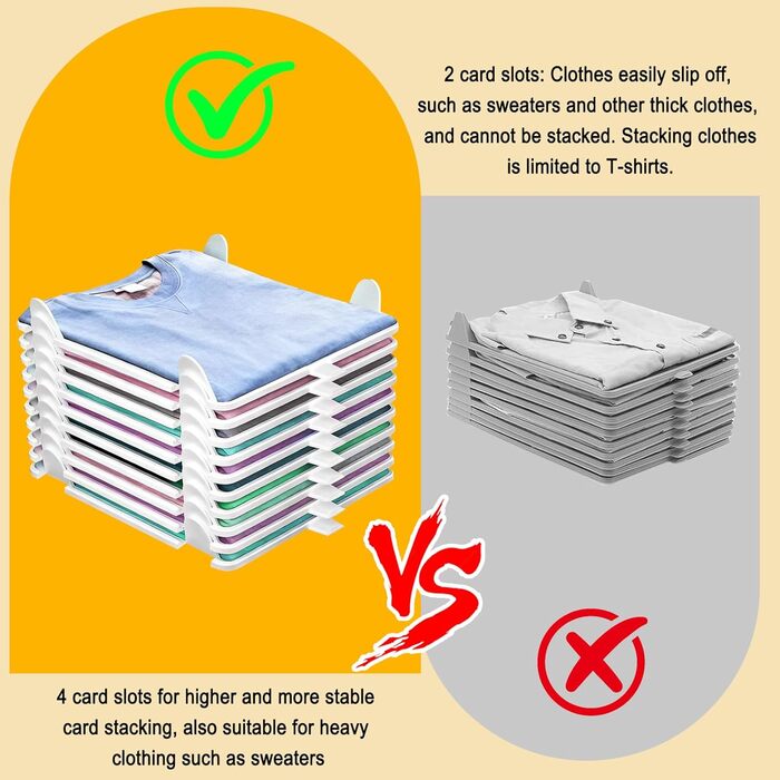Елементний штабелируемий органайзер для футболок, органайзер для шафи, органайзери для гардеробу для дорослих та дітей, штабелируемий для одягу, футболок, сорочок, 20-