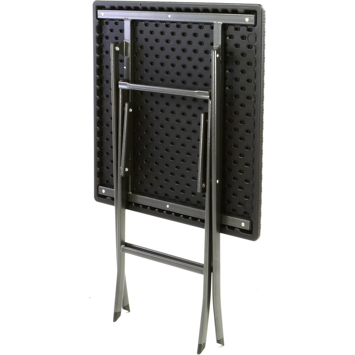 Стіл Nexos під ротанг, балконний стіл, садовий стіл, розкладний стіл, чорний, 61 x 61 x 75 см, прямокутний, кемпінговий стіл, пластиковий, міцний, стійкий, стійкий до атмосферних впливів, легко миється, складаний