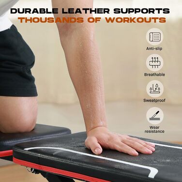 Складана силова лава Roygym, багатофункціональна тренувальна фітнес-лава з регульованою спинкою, похила лава для тренування всього тіла, стимулююча вантажопідйомність 300 кг/400 кг, чорно-червона