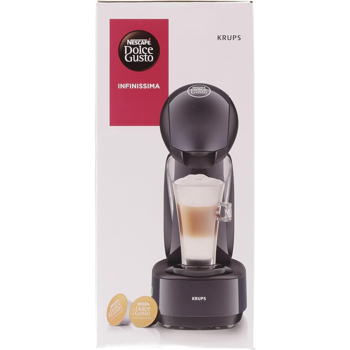 Кавова капсульна машина Krups KP173B Nescaf Dolce Gusto InfinissimaГарячі та холодні напоїТиск насоса 15 барРучне дозування водиРезервуар для води 1,2 лАвтоматичне вимкнення1500 Вт 30,5x18x40 см, космічний сірий космічний сингл