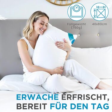 Пухово-пір&39яні подушки, 40x80 см, комплект з 2 шт., 3 камери (750 грамів) - сертифіковано Oeko-Tex 100 натуральний продукт у чохлі з чистої бавовни, подушка для сну Ultra Comfort, 2 шт. (1 упаковка), 3 камери, 40x80 см