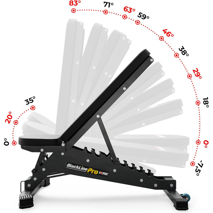 ПРОФЕСІЙНА лавка для штанги Преміальна професійна тренувальна лава, вантажопідйомність до 375 кг Багатофункціональна лава з регульованим кутом нахилу Лава з похилою та плоскою поверхнею для жиму лежачи
