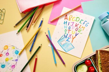 Набір кольорових олівців для дітей та дорослих, 24 предмети, трикутні, стійкі до зламування, включаючи 4 неонові кольори та 2 олівці 1842 Promoset, 201540 -