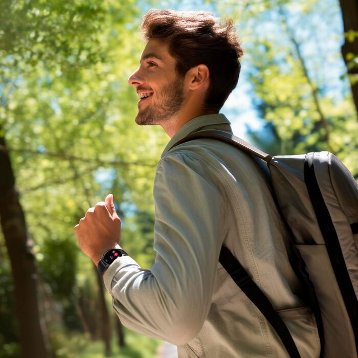 Розумний годинник Hama 8900 з GPS, водонепроникний IP68, функція телефону (сенсорний AMOLED-дисплей, голосове керування, спортивні режими, трекер сну, пульсометр, WhatsApp, годинник для бігу, пульсометр, фітнес-годинник) чорний