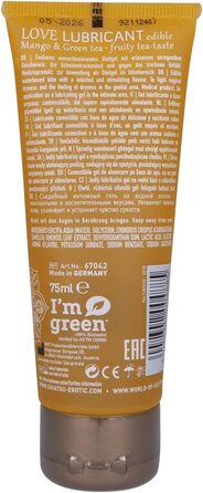 Їстівний лубрикант на водній основі SHIATSU з вишуканим смаком манго та зеленого чаю, побалуйте свої почуття, 75 мл