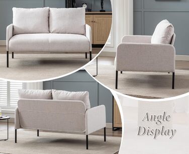 Диван Chairus 2-місний лляний двоспальний диван для вітальні Диван-диван для маленької квартири Сучасний міні-диван для спальні (бежевий) 2K (120 см x 76,5 см x 80 см) бежевий