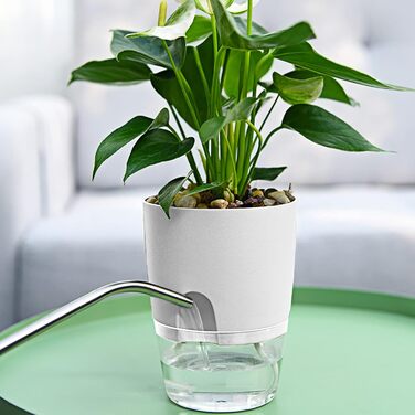 Кашпо для квітів Relota 3 шт. и біле шириною 15,3 см, кашпо для трав пластикове з самополивом і резервуаром для води, кашпо для ку