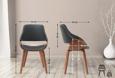 Обідній стілець CLP Vangale I кухонний стілець з каркасом з гнутої деревини I м&39який стілець зі спинкою, колір горіх/чорний, матеріал штучна шкіра штучна шкіра горіх/чорний