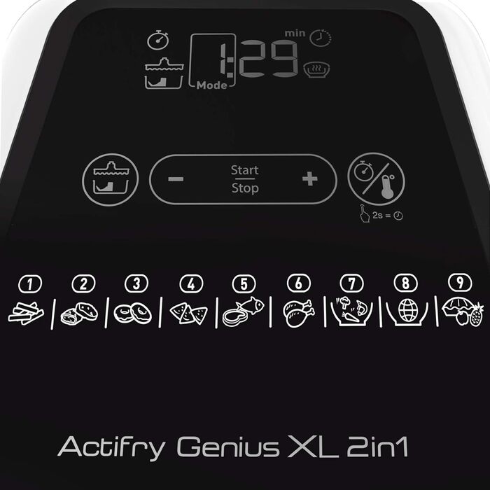 Аерофритюрниця Tefal YV9708 ActiFry Genius XL 2в1 з важелем для перемішування Переможець тесту 1,7 кг на 8 осіб 9 автоматичних меню 2 страви одночасно здорова фритюрниця без олії, чорна ActiFry Genius XL 2в1