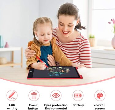 Барвиста РК-дошка 12 дюймів, РК-планшет Електронний планшет Графічний планшет Цифровий блокнот для малювання, Дитяча іграшка ДЛЯ Д