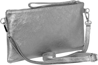 Золотиста клатч-сумочка з металевим блиском - Класична лінія, Модель 717 - Зроблено в Італії. Розмір універсальний, колір - темно-сріблястий металік.