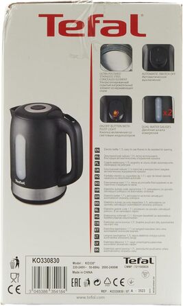 Електричний чайник Tefal 3045386354184 KO330830, нержавіюча сталь, 1,7 літра, чорний/сріблястий