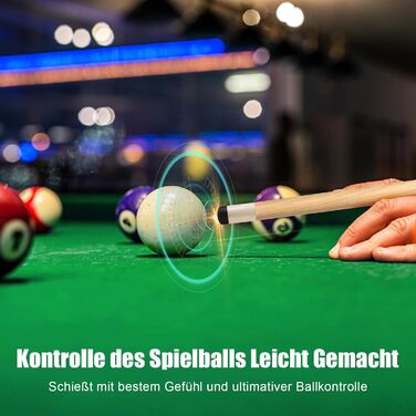 Кий для більярду ASMPCUE, 58-дюймовий більярдний кий з твердої деревини, 13-міліметрові наконечники для професійних більярдистів, 1/2 кия для більярдного столу, спортивний білий колір