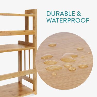 Рівнева бамбукова підставка для спецій Navaris - дерев&39яна кухонна полиця, шафка для спецій, універсальний органайзер для кухні, ванної кімнати, офісу, коричневий колір, 3-