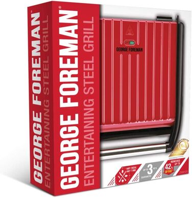 Гриль для фітнесу, контактний гриль, гриль для паніні та сендвічів, поверхня 33 x 22 см, до 7 порцій, нержавіюча сталь/червоний En