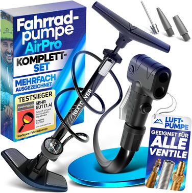 Велосипедний насос NEXTCOVER для всіх типів вентилів з технологією Airflow Насос для вентилів Schrader, Presta та Dunlop Підлоговий насос з манометром Велосипедний насос AirPro