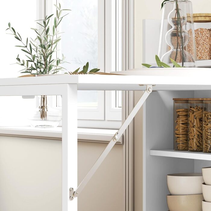 Розкладний обідній стіл HOMCOM, Кухонний стіл для 3 осіб з 4-ярусними полицями, Сучасний розкладний обідній стіл для невеликих приміщень, Кухня, 78,5 x 91 x 93 см, Білий 91Д x 78,5Ш x 93В см Білий