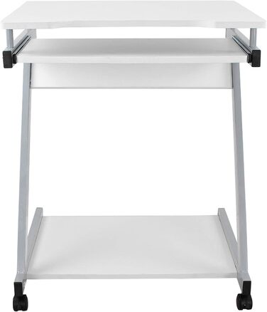 Стіл VASAGLE, комп'ютерний стіл на 4 коліщатках, 2 з яких з гальмами, стіл для ПК, шухляда для клавіатури з плавним ходом, проста