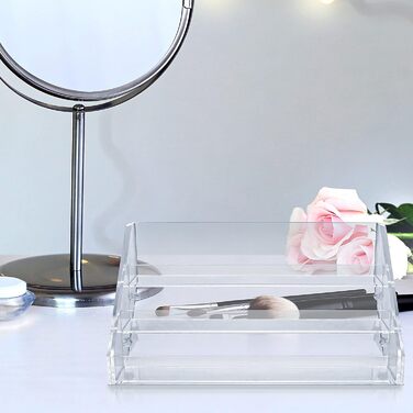 Рівнева полиця-органайзер для лаків для нігтів Kurtzy - акрилова коробка Д23,5 x Ш12,5 x В11,5 см Вміщує до 30 лаків для нігтів стандартного розміру - акрилова підставка для зберігання на столі, письмовому столі або полиці, 3-