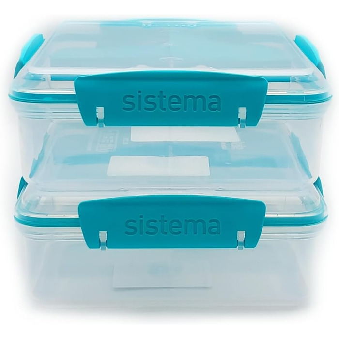 Набір контейнерів для обіду Sistema Подвійний перекус, 975 мл - кольори м'ятний/блакитний