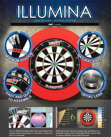 Підсвічування мішені для дротиків Підсвічування мішені для дротиків Світлодіодна система освітлення, 80 Dart Illumina Lighting