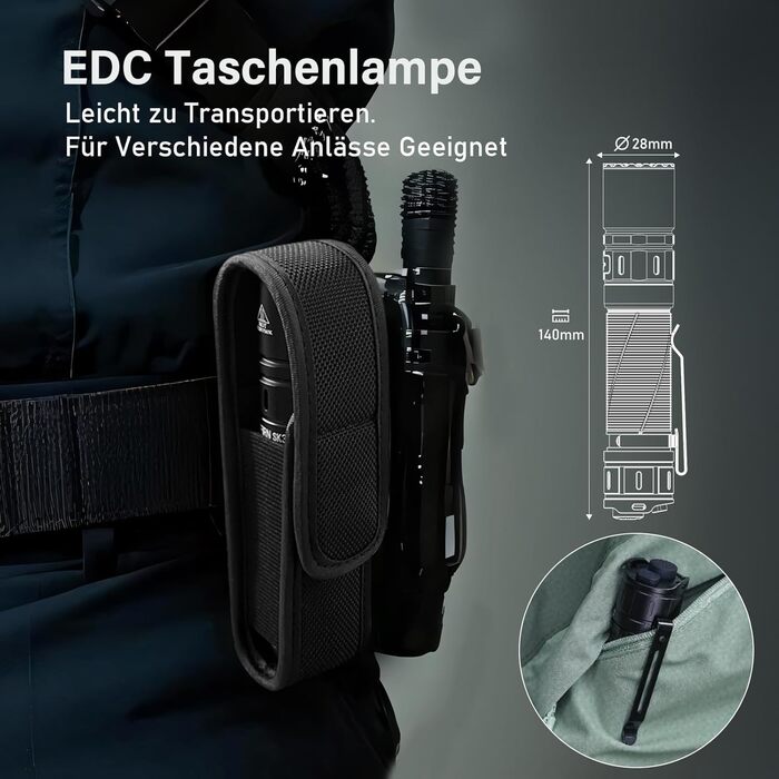 Світлодіодний ліхтарик Sofirn SK30, акумуляторний USB-C, тактичний ліхтарик 3000 люмен, надзвичайно яскравий з 6 режимами світла, максимальна дальність 392 м, з батареєю для EDC, екстрених ситуацій, кемпінгу на природі, пошуку та порятунку