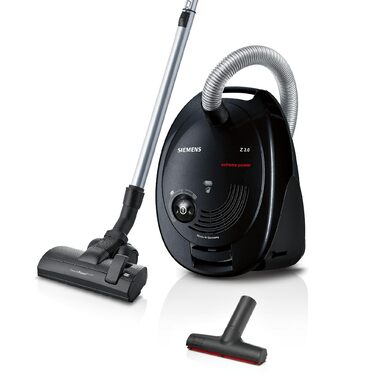 Пилосос із мішком Siemens Z 3.0 extreme power VSZ3XTRM11, для підлоги, XXL-насадка для м'яких меблів (ідеально для шерсті тварин), насадка для паркету, килимів та плитки, низьке енергоспоживання, 850 Вт, чорний