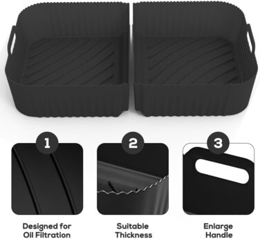 Аксесуари для фритюрниці NAVESO для шухляди Ninja Foodi Flexdrawer 10.4 л AF500DE, 3 шт. и аксесуарів для силіконової форми для фритюрниці, аксесуари для фритюрниці для двозонної аерофритюрниці, аксесуари для фритюрниці