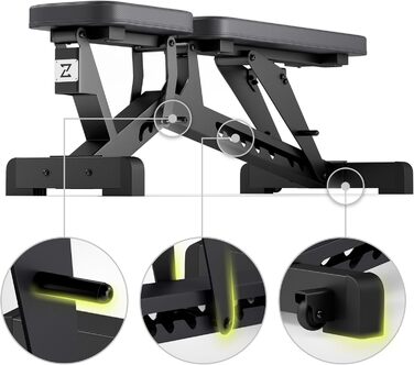 Регульована лава ZIPRO Pumpiron, лава для штанги з вантажопідйомністю 350 кг, фітнес-лава з 8-позиційною регульованою спинкою, 3-позиційне регульоване сидіння, тренувальна лава для дому або спортзалу, лава для сидячих пресів