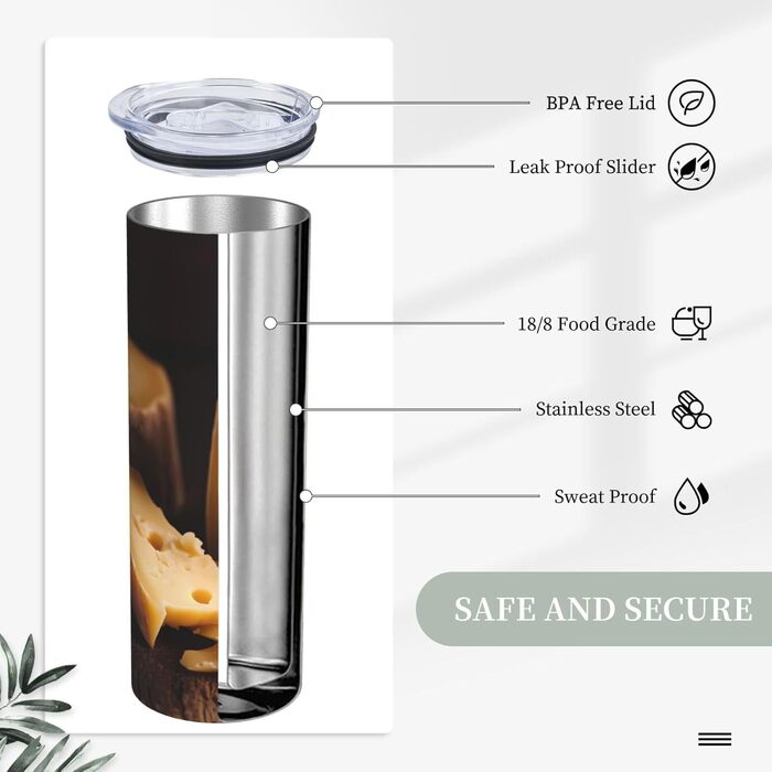 Кухоль з прямою трубочкою, 590 мл, сирний принт, дорожній кухоль, підходить для кемпінгу, офісу та дому