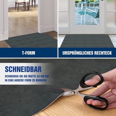 Килимок для дверей в приміщенні, килимок, що вловлює бруд, що миється, надтонкий вхідний килимок, міцний килимок для дверей, абсорбуючий кухонний килимок, нековзний килимок для дверей, що вловлює бруд, темно-сірий, 80 x 120 см (прямокутний)